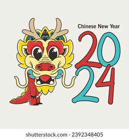 Chinese New Year 2024 Year of Dragon. Chinese zodiac symbol