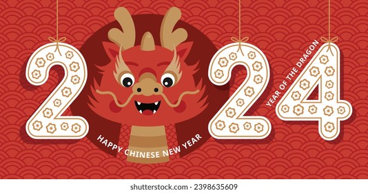 The Chinese New Year 2024 - the Year of the Dragon. Happy Chinese New Year 2024. Lunar New Year background, banner.