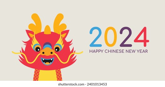 The Chinese New Year 2024 - the Year of the Dragon. Happy Chinese New Year 2024. Lunar New Year background, banner.