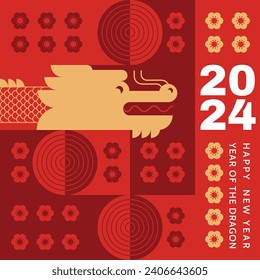 Chinese New Year 2024, Year of the Dragon. Lunar New Year background, banner,  poster, card. 