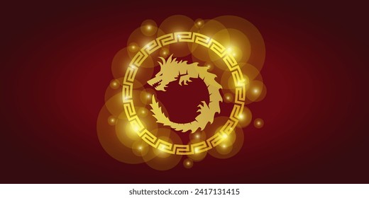 chinese new year 2024 with dragon circle logo for banner