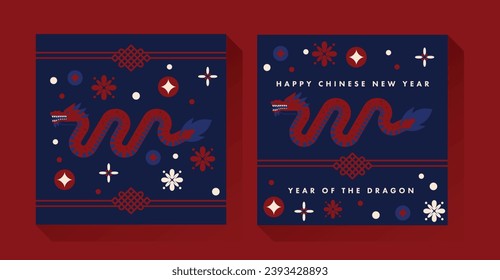 Ilustración de bienvenida moderna y simple de Año Nuevo chino 2024