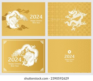 Chinese New year 2024 vector cards, posters, banners. Traditional Asian Dragon

