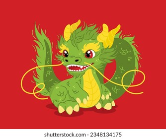 Chinese New Year 2024. Chinese zodiac symbol green dragon for branding covers, cards, posters, banners. Happy New Year. svg