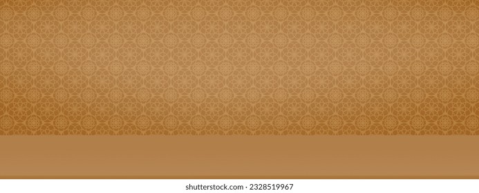 Chinese new year 2024,Studio Background with Lantern pattern Golden wall with yellow floor,Vector Festive Yellow Gold Studio Display background for product Presentation,Placement,Website Header