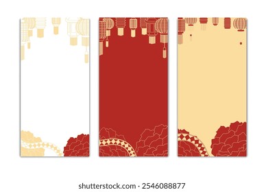 Chinese New Year 2025 abstract square art templates with floral and snake elements portrait 4