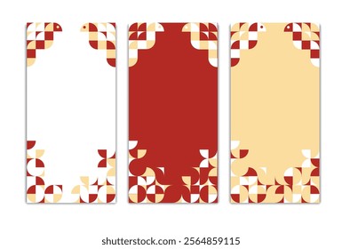 Chinese New Year 2025 abstract square art templates with snake geometric elements vertical 5