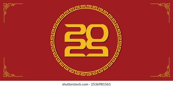 Chinese new year 2025  with asian elements red and gold traditional simple style vector background