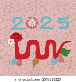Chinese new year 2025 background cute snake card