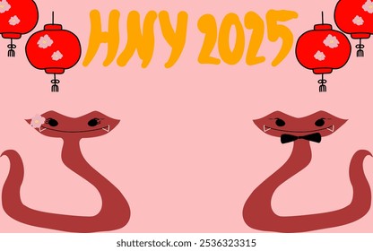 Chinese new year 2025 background cute snake card