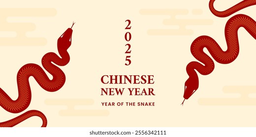 Chinese New Year 2025 background, year of the snake. Chinese zodiac symbols. Vector illustration