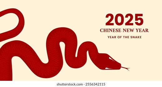 Chinese New Year 2025 background, year of the snake. Chinese zodiac symbols. Vector illustration