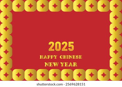 Chinese New Year 2025 Banner Design Template On Red and gold Background. Happy New Year.