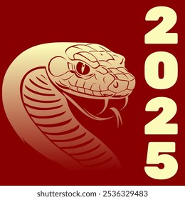 Chinese new year 2025 big snake head lunar maroon background