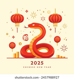 Nuevo año chino 2025. Ilustración del Año de la Serpiente.