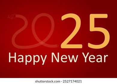 chinese New Year 2025. Gold snake on red banner. Vector illustration