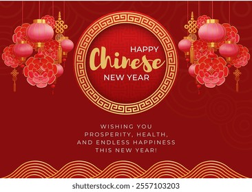 Chinese new year 2025 greeting card design.Year of the snake 2025 greeting card design template on red background. New year celebration. Gong Xi Fa Cai, Lunar new year