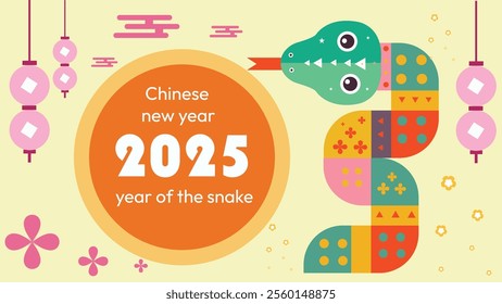 Chinese New year 2025, happy New year 2025,2025, Snake of the year 2025, background Design