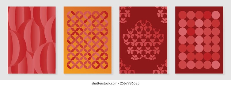 Chinese New Year 2025 hongbao red envelope design vector. Collection of Chinese festival with lantern, yuan bao, flower, pattern. Elegant oriental illustration for angpao, cover, calendar, ads.