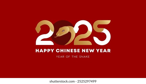 Chinese New Year 2025 Logo, Year of the snake. Chinese zodiac snake in geometric flat modern style.