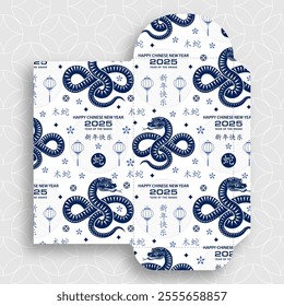 Chinese new year 2025 lucky red envelope money pocket on color background for the year of the Snake (Translation : happy Chinese new year 2025, year of the Snake)