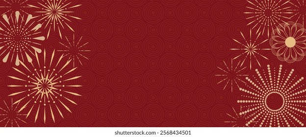 Chinese New Year 2025 modern art design.Design red and gold colors for illustrations,background,cards,banners.Happy Lunar New Year and symbol of the Snake and beautiful blossom flowers background