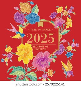 Chinese New Year 2025 Peonies Pattern Batik Sarong Post Design.