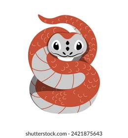 Chinese New Year 2025, the year of the snake, red and gold line art characters, simple hand-drawn Asian elements with craft (Chinese translation: Happy Chinese New Year 2025, year of the snake)