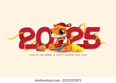 Ano novo chinês 2025 ano da serpente, sinal do zodíaco da serpente. Design de estilo asiático. Conceito para cartão de férias tradicional, faixa, cartaz, elemento de decoração.