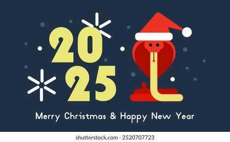 Chinese new year 2025 year of the Snake. Red Snake illustration and design. Geometric modern vector. Poster, banner, web, greeting card