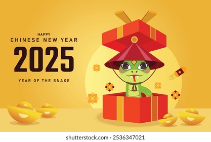 Chinese new year 2025 year of the Snake. Snake illustration and design for social media. Red traditional Chinese vector designs with snakes. Lunar new year concept, geometric modern vector design