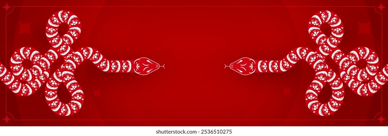 Chinese new year 2025 year of the Snake. Abstract background. Linear geometric red gold Snake illustration. Traditional Chinese vector design. Lunar new year concept. Chinese style for New Year party