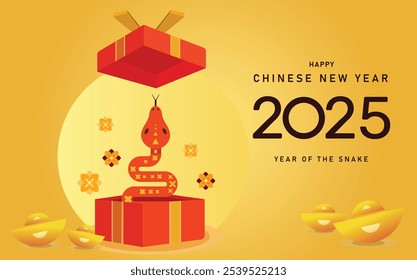 Chinese new year 2025 year of snake - banner and background. Chinese zodiac symbol, Lunar new year concept, modern background design,