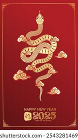 Chinese New Year 2025 Year of the Snake is a design asset suitable for creating festive illustrations, greeting cards and banners. (Translation : Happy new year 2025)