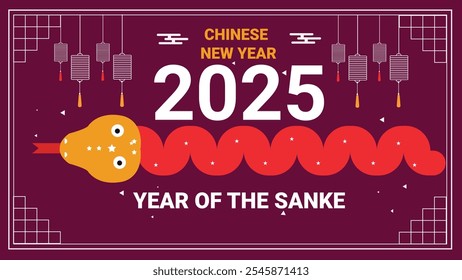 Chino Año Nuevo 2025, Año de la serpiente 2025, Feliz Año Nuevo, fondo Diseño