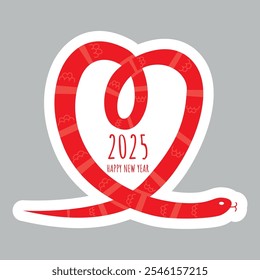 Chinese new year 2025 year of the Snake. Heart Snake Sticker.