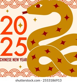 Chinese new year 2025. Snake symbol of the year. Lunar new year concept. Vector illustration.