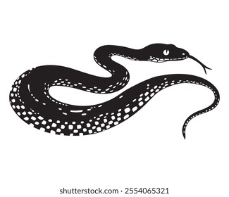 Chinese New Year 2025 snake symbol, simple flat contour black and white vector illustration icon. Astrology zodiac Snake sign isolated on white background.