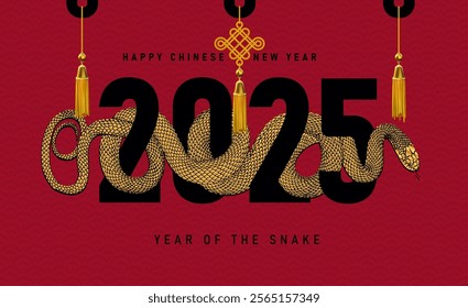 Chinese new year 2025 year of the Snake. Hand draw red Snake. Template red traditional Chinese 2025 designs with snakes. Vector lunar New Year concept, Hand draw snake vector design.