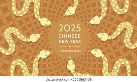 Chinese New Year 2025, Year of the Snake. Lunar New Year background, banner, poster, greeting card. Vector design.