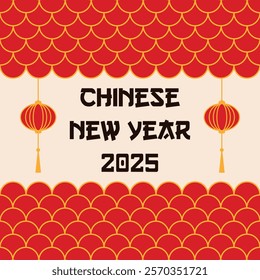 Chinese new year 2025 of the snake greeting card. Lunar new year background illustration.