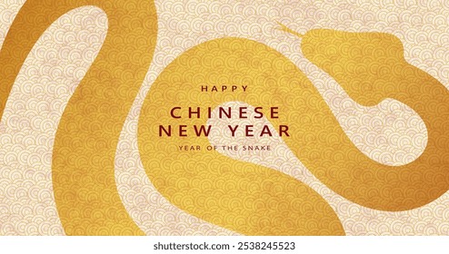 Chinese New Year 2025 vector illustration of Year of Snake cover, poster and sale banner. Chinese zodiac Snake symbol.