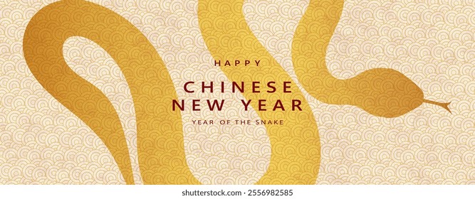 Chinese New Year 2025 vector illustration of Year of Snake cover, poster and sale banner. Chinese zodiac Snake symbol.