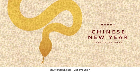 Chinese New Year 2025 vector illustration of Year of Snake cover, poster and sale banner. Chinese zodiac Snake symbol.