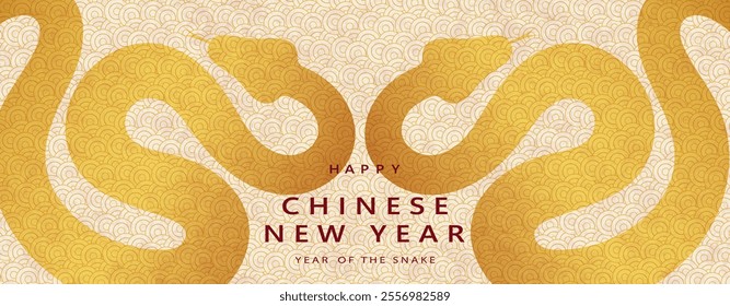 Chinese New Year 2025 vector illustration of Year of Snake cover, poster and sale banner. Chinese zodiac Snake symbol.