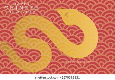 Chinese New Year 2025 vector illustration of Year of Snake cover,  Elegant oriental illustration for angpao, cover, website, calendar, ads. Chinese zodiac Snake symbol.