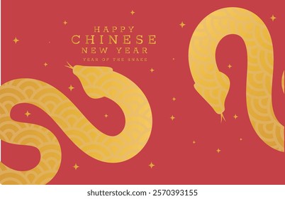 Chinese New Year 2025 vector illustration of Year of Snake cover,  Elegant oriental illustration for angpao, cover, website, calendar, ads. Chinese zodiac Snake symbol.