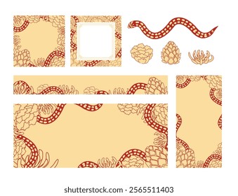 Chinese New Year 2025 web social media templates snake elements various sizes 1 - Gold