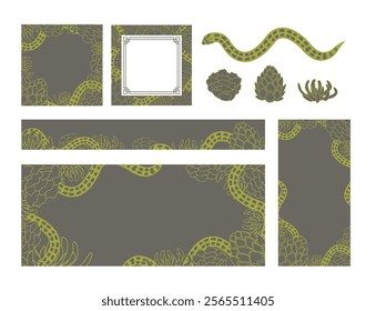 Chinese New Year 2025 web social media templates snake elements various sizes 1 - grenoble green smokery olive color