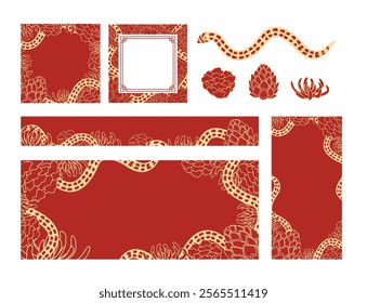 Chinese New Year 2025 web social media templates snake elements various sizes 1